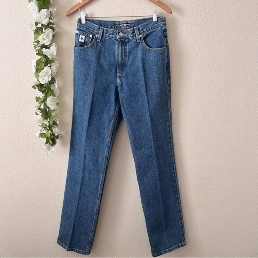 Vintage Rocky Mountain Rockies Slim Straight 100% Cotton Rigid High Rise Jeans